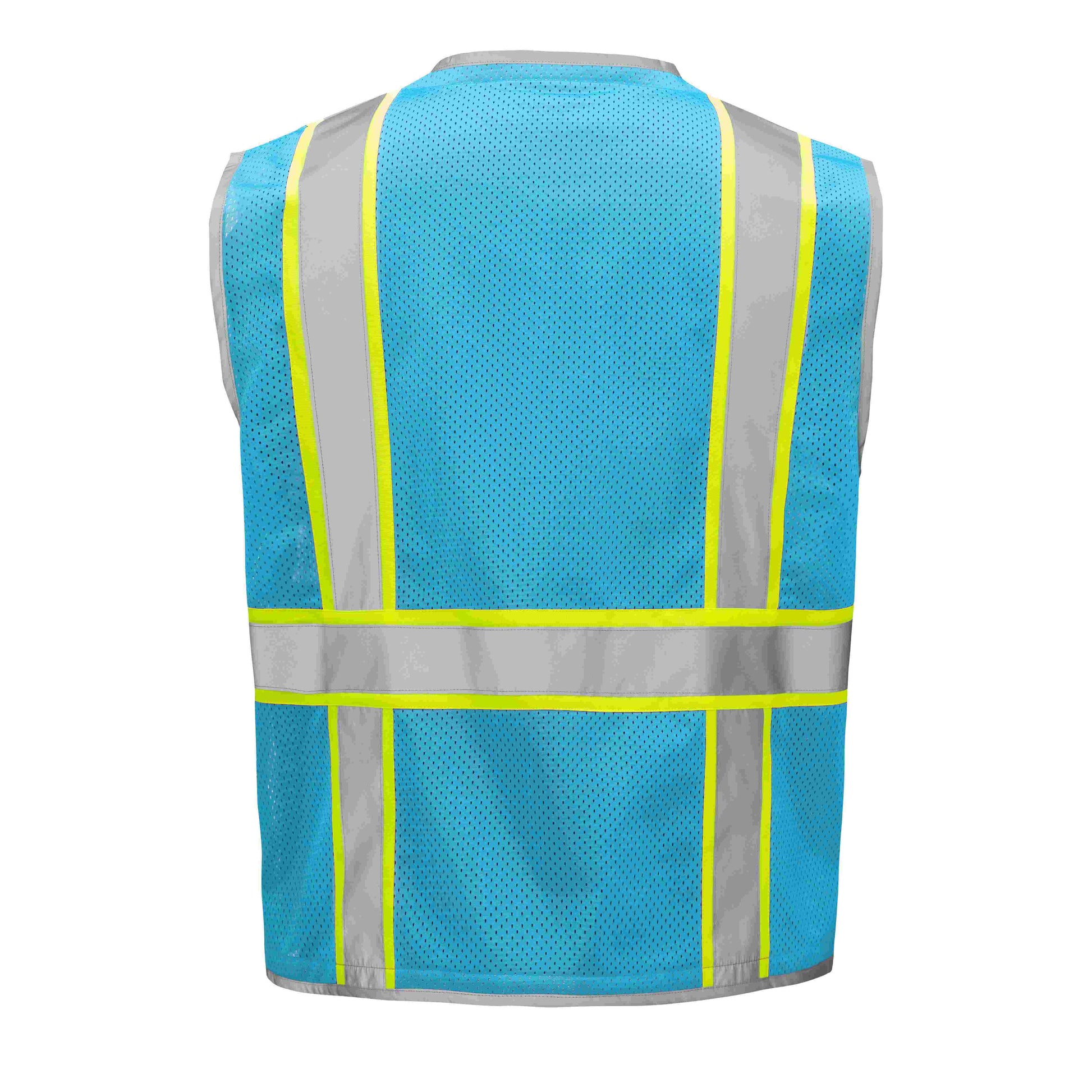 SkyBlue hi-vis mesh safety vest with reflective stripes from GlowSafetyVest