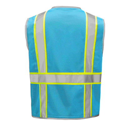 SkyBlue hi-vis mesh safety vest with reflective stripes from GlowSafetyVest
