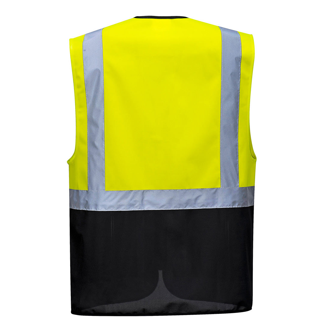 Yellow and black executive safety vest with silver reflective tape from GlowSafetyVest