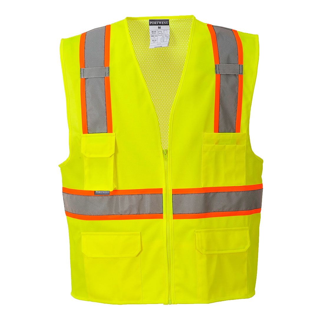 Yellow high-visibility executive safety vest with mesh back and reflective tape from GlowSafetyVest