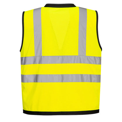 Yellow heavy duty surveyors safety vest from GlowSafetyVest