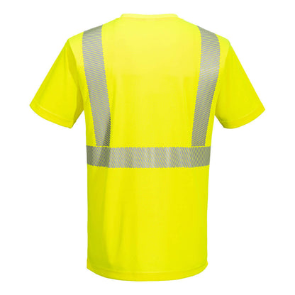 Yellow safety shirt with segmented reflective tape from Glowsafetyvest