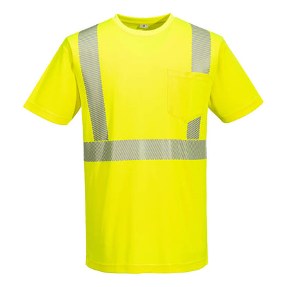 Yellow safety shirt with segmented reflective tape from Glowsafetyvest